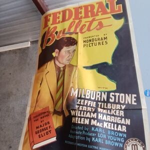 Vintage 1937 Federal Bullets Movie Poster Monogram Pictures Great Colors Rare!!